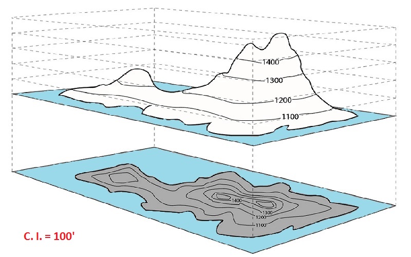 contour map mountain